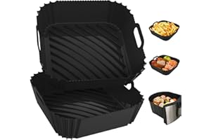 SEROPY 2 Pack Silicone Air Fryer Liners Reusable, 8.6 Inch Airfryer Liners 4-7 QT Square Air Fryer Liners Silicone Pot Oven Liner Baking Tray, Air Fryer Basket Mat Silicone Bowl Air Fryer Accessories