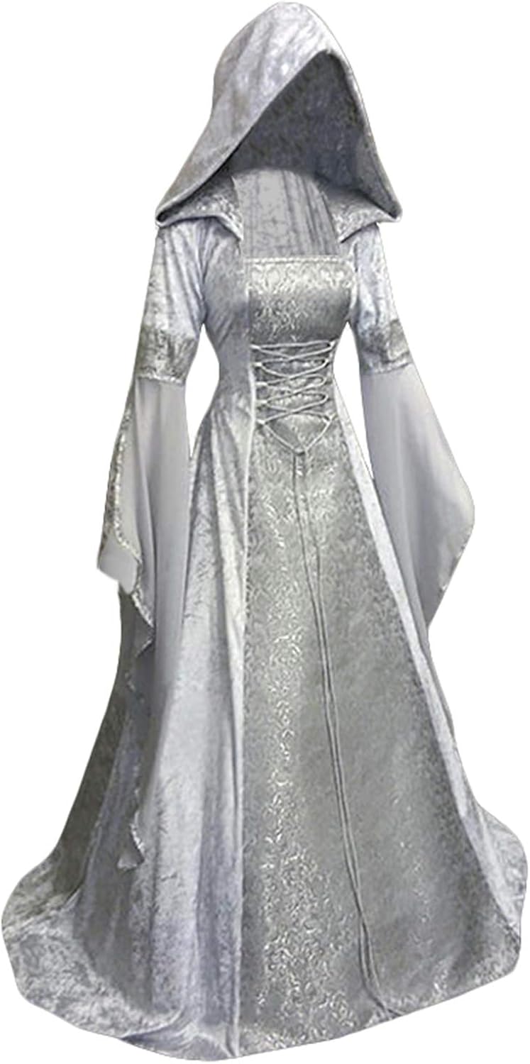 lace up hooded maxi dress