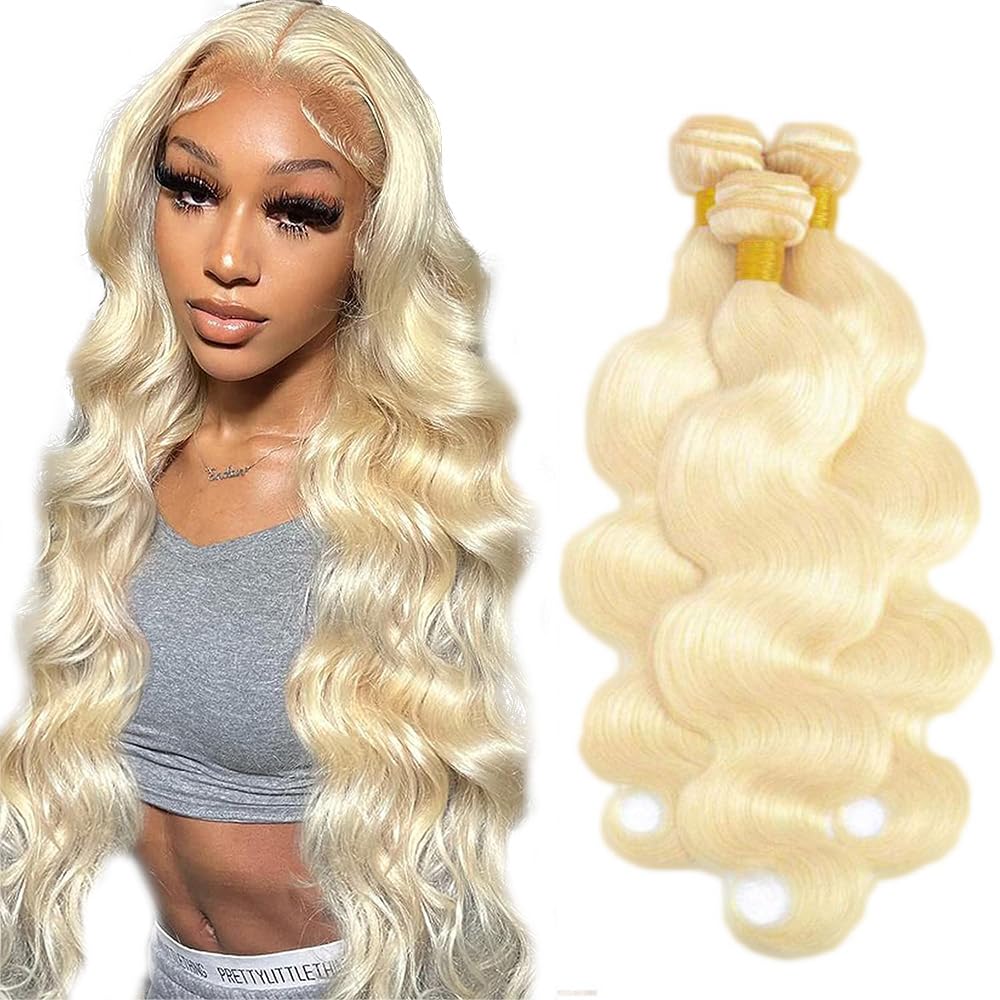 blonde bundles human hair #613 body wave bundles 24 26 28 inch bleach blonde body wave double weft h