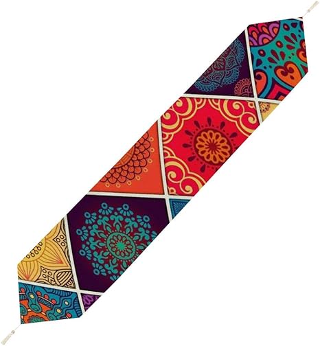 Amazon Table Flag インドの古典的なエスニックパターン Pattern テーブルフラグホスピタリティテーブルデコレーション断熱材クリーニングが簡単滑り止めホームレストランホテル用品抗変位 テーブルランナー オンライン通販