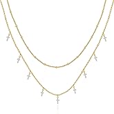 SELFROSE Layered Necklaces For Women,Dainty Gold Plated Necklace Stack Prom Layering Necklaces For Women Trendy Chain Cross Choker Necklace Set Fashion Accessories