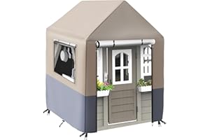 Outdoor Playhouse Cover 80" L × 55" W × 63" H, Protection for Wooden Kids Playhouse with Side Zipper, All-Weather Backyard Pl