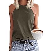 Malliosse Womens Summer Sleeveless High Neck Halter Tank Tops Basic Casual Cami Shirts Tees
