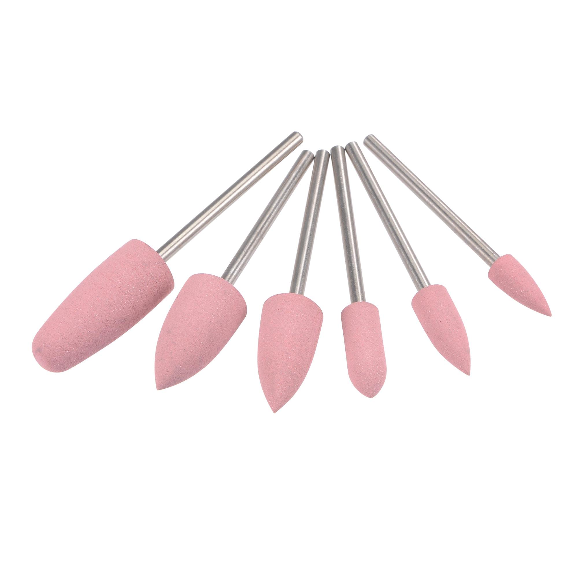 sourcing map Mounted Grinding Bits Grinder Heads Different Head Shapes Silicone Polishing Wheels for Rotary Tools Pink 6pcs