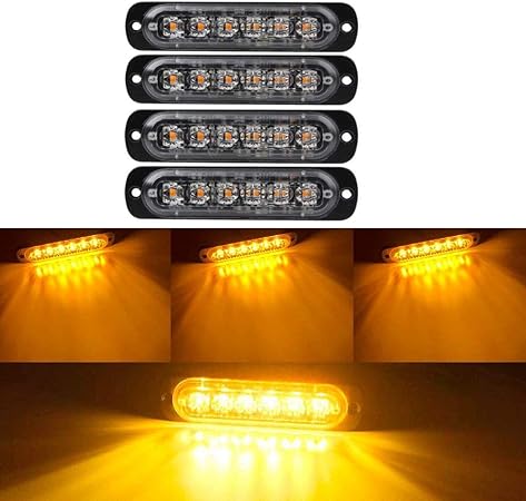 Amazon 警告ストロボライト緊急点滅警告 12個ledライトカーストロボ緊急警告灯ledストロボライト 警告灯 フラッシュライト 12v 24v 18種点滅パターン トラック トレーラーなど対応 4個 カーアクセサリ 車 バイク