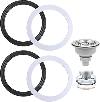 Fuitke 4Pcs Sink Plug Rubber Seal 110mm O Rings Strainer Gasket Black White