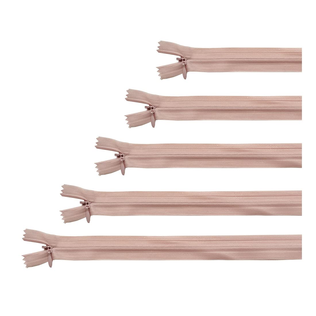 Invisible Zipper Closed, 5 Sizes and 20 Colors #3, Fine Zipper, Elegant and Discreet for Sewing on Clothes, Dresses, Skirts, Sewing Zipper, (Assorted 5 50 Units, 1135)
