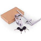 Shed Door Latch L-Handle Lock Kit with 4 Keys, BTEOBFY 5-1/2" Stem Storage Barn Shed Door Hardware Lock Set for Playhouses, Chicken Coops, Camper (Silver)