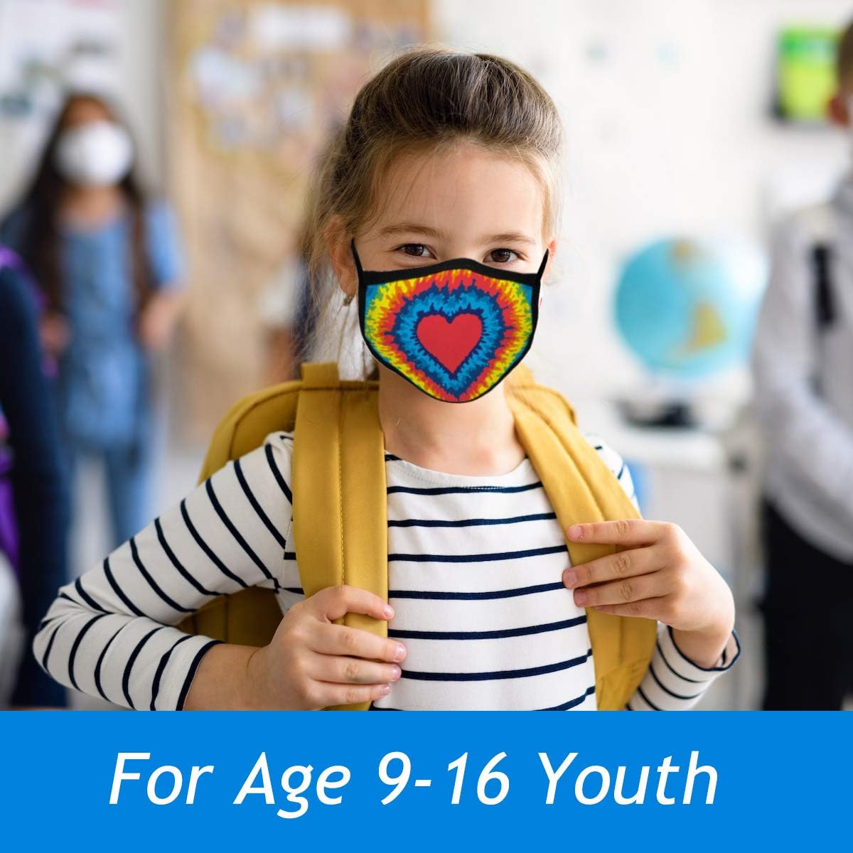 5PCS Big Kids Face Mask Bandana Reusable Washable Middle and High School Students Cover Breathable Cute Dust Covering for Youth Boys and Girls (Tie dye): Clothing
