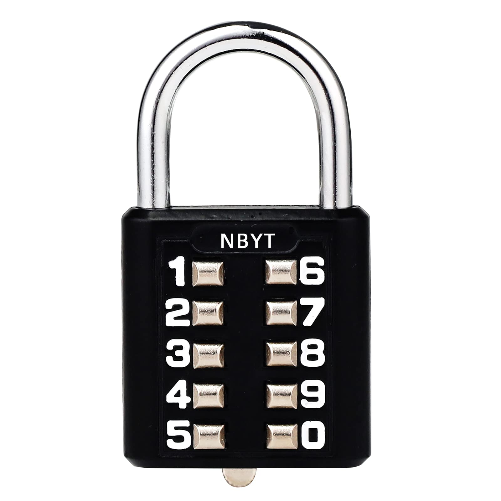 NBYT 5 Digit Padlock Digital Combination Lock, Button Safety Digital Lock, Applicable to Gym or Sports Locker Room, Box, Toolbox, Fence, Cabinet Buckle (1)