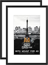Hesmor A4 Picture Frames Aluminum Acrylic Black Set of 2 8x12 inch
