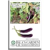 Long Purple Eggplant Seeds &ndash; 100+ Non-GMO &amp; Heirloom Seeds, Solanum melongena, Productive and Flavorful Variety, Great for Roasting &amp; Grilling, by Isla&rsquo;s Garden Seeds, Gift Idea