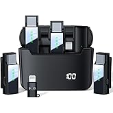 Kinglucky Wireless Lavalier Microphone for iPhone/Camera/Android Type C Smartphone, 4-Channel Noise Reduction Lapel Mini Mics with Charging Case for Video Recording Interview Live Streaming Vlog