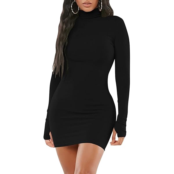 nice and clear long sleeve ribbed mini dress black Varley Alexis Midi Dress Black main image 0