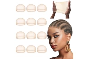 Lashey HD Wig Cap 12 Pieces Nude Color Skin-friendly wig Caps Invisible and Breathable Wig Grip Cap for Women Sheer Stretchy Wig Caps