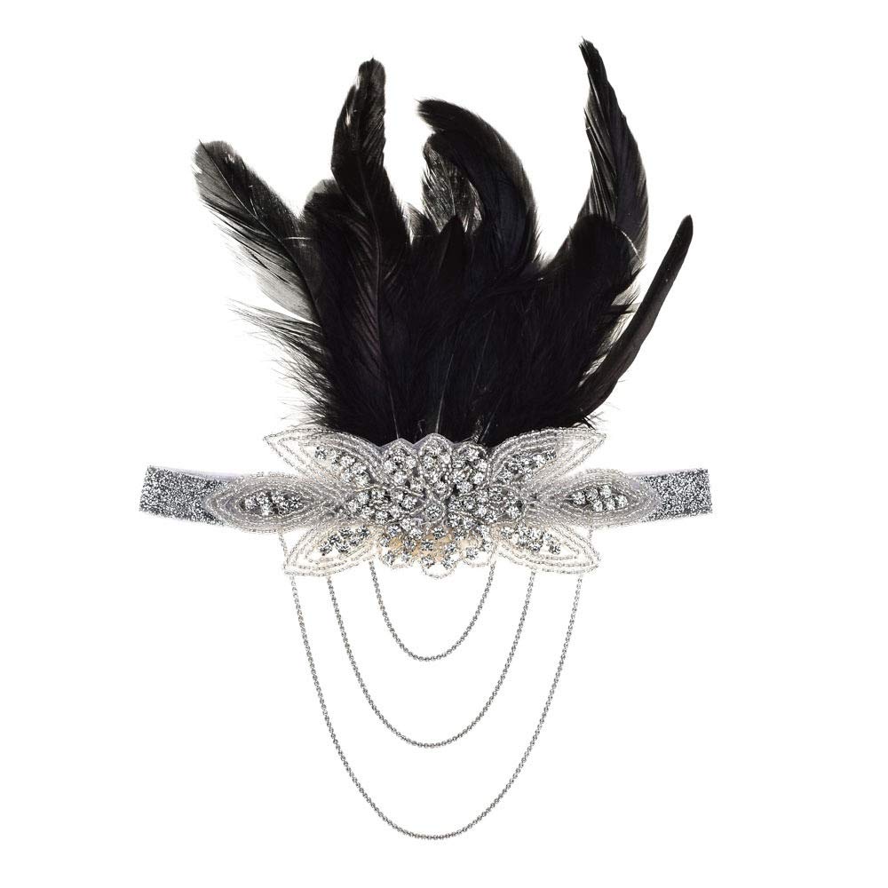 Xhtoe Fearther Headband Women S Diamond Bridal Feather Hair Band