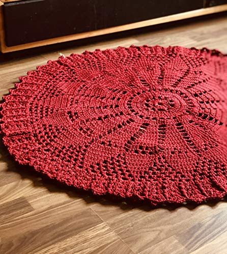 Maison Zoe Heavy Round Crochet Rug Crochet Red O110cm 100 Handmade Monochrome Design Buy Online In Bahamas At Bahamas Desertcart Com Productid