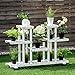 Giantex Rolling Flower Rack Wood Plant Stand on Wheels 6 Wood Shelves 12 Pots Bonsai Display Shelf Indoor Outdoor Yard Garden Patio Balcony Living Room Storage Rack Bookshelf Hollow Shelves (White)