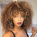 ELIM Blonde Wigs for Black Women Short Afro Curly Wig Kinky Wigs African American Hair Wig Heat Resistant with Wig Cap Z153