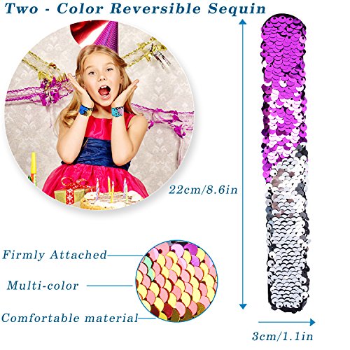 image for Hicdaw Bracelet for Mermaid Sequin Slap, 24 Pcs Flip Bracelet for Merm