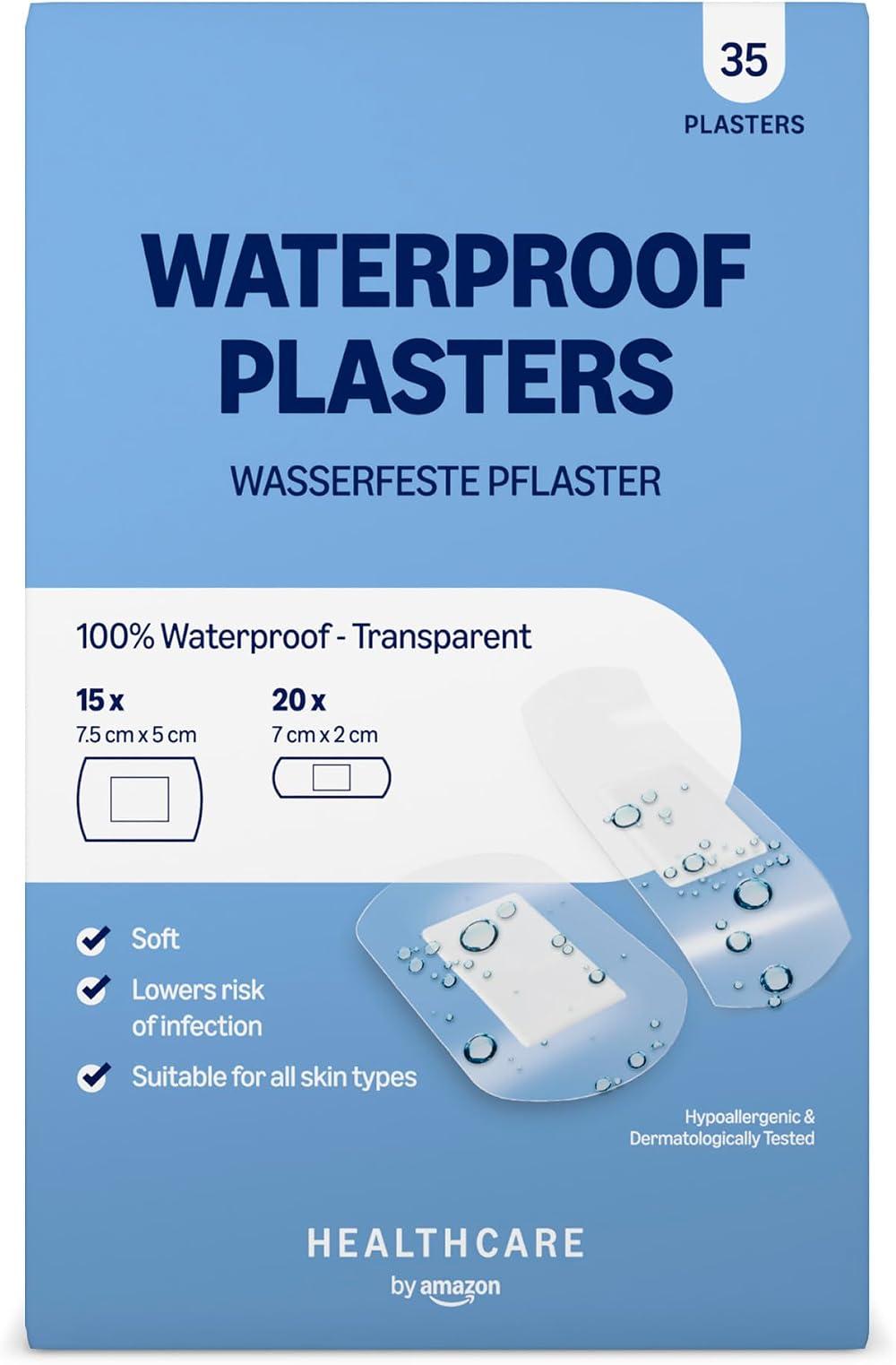 Healthcare By Amazon Waterproof Plasters Transparent Second Skin High