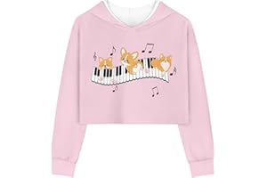 DISNIMO Girls Crop Top Hoodies Size 5-14 Kids Youth Long Sleeve Hoodie Hooded Sweatshirt Pullover