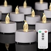 PUNPUBA Tea Light Remote Control Candle,Flickering Flameless LED Candle,Long Lasting 400+Hours,Battery Operated with Timer for Home Decoration Seasonal &Festival Celebration WarmWhite (12pcs)