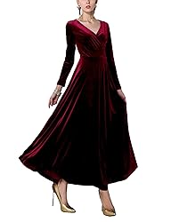 Urban CoCo Women Long Sleeve V-Neck Velvet Stretchy