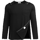 Deyeek Men's Post Shoulder Surgery Recovery Shirts Full Tear Away Long Sleeve Snap Chemo Port Access Shirt