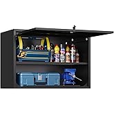 Metal Wall Storage Cabinet Adjustable Shelf 22'' Tall Steel Garage Wall Mounted Cabinet Lockable Floating Garage Storage Shop Trailer Tool Assembly Required