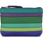 ili New York Leather Mini Compact Coin Purse - Cool Tropics | Genuine Leather Pouch with Key Ring &amp; RFID Protection, Used for Coins, Keys and Cards, Ideal for Travel and Everyday Carry