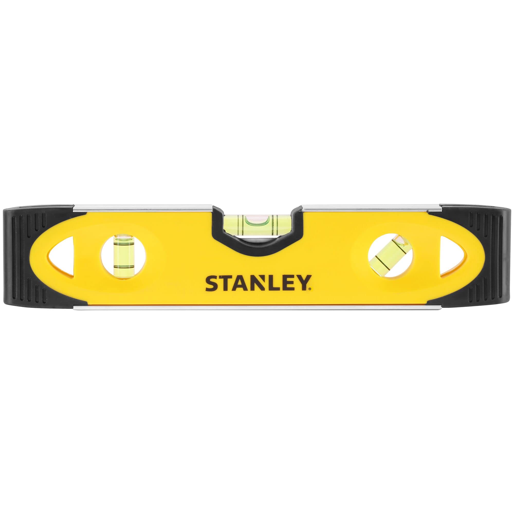 STANLEY Shockproof Torpedo Level, 230mm/9', Magnetic Plate, Ideal for Hands Free Levelling, Horizonal, Verticle and 45 Degree Vials, 0-43-511