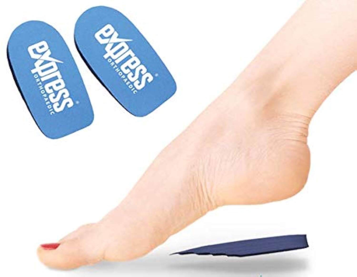 Express Orthopaedic® - Medically Approved Adjustable Heel Raise Shoe Inserts - Offers 15-3mm Heel Lift - 2 Pack (MID Density/Blue, Small - Shoe:(UK) 3-6 / (EU) 36-38)