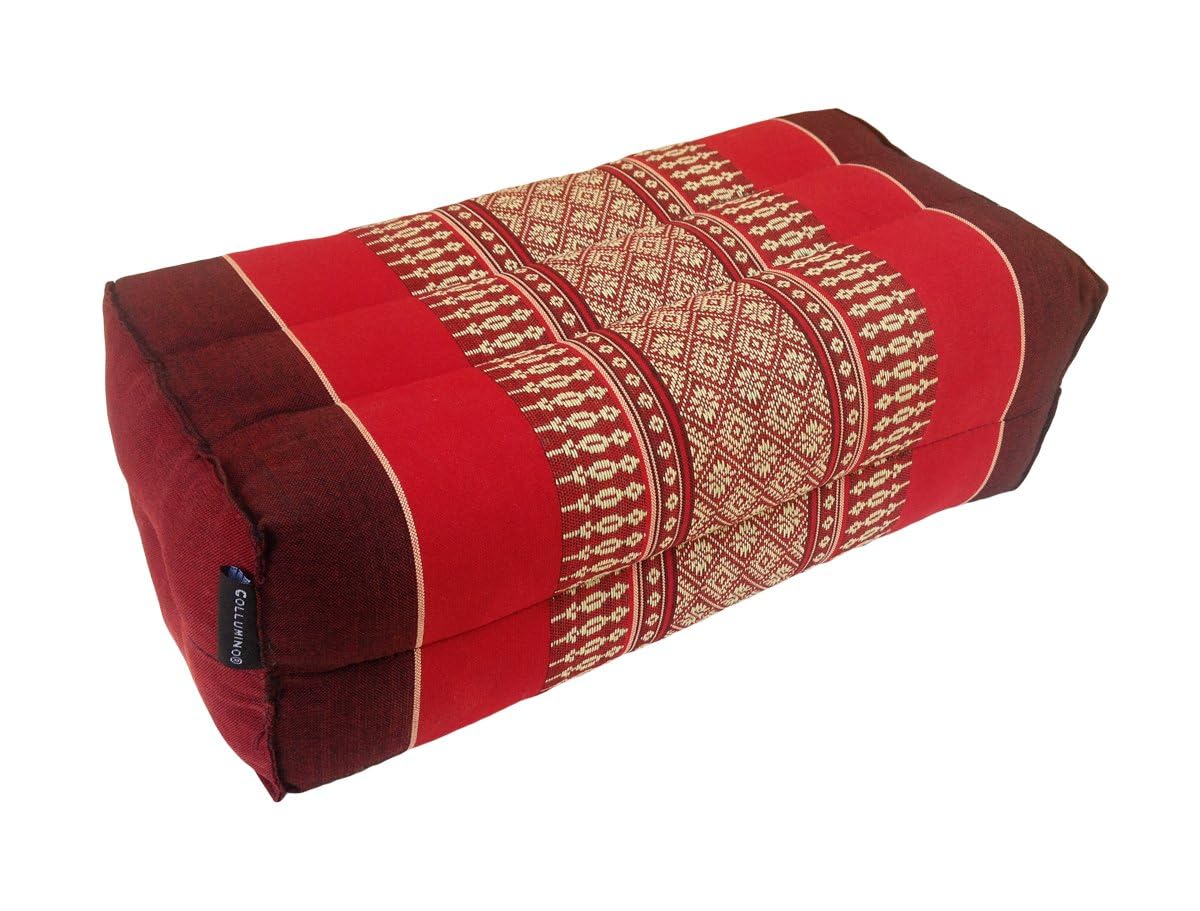Traditional Thai Kapok Yoga Support Block Cushion Meditation Pillow size 35 x 15cm (Red, Maroon)