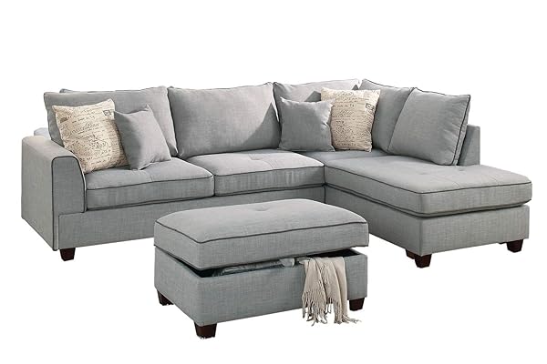 Poundex PDEX- Living Room Chaise Lounges, Light Blue