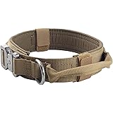 Yunlep Adjustable Tactical Dog Collar Military Nylon Heavy Duty Metal Buckle with Control Handle for Dog Training