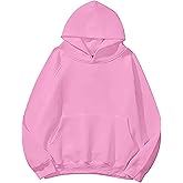 SHBECYDE Women Solid Basic Loose Fleece Hoodies Sweatshirt Oversized Long Sleeve Drop Shoulder Kangaroo Pockets Pullovers Top