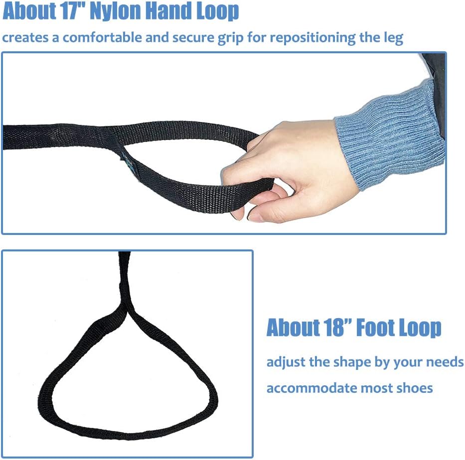 Leg Lifter Strap Rigid Knee Hip Replacement Recovery Kit Foot Lifter Strap Knee Thigh Patient Handicap Car Assist Lift Belt for Adult, Elderly, Disability Mobility Aid Occupational Therapy Tools (39"): Health & Personal Care