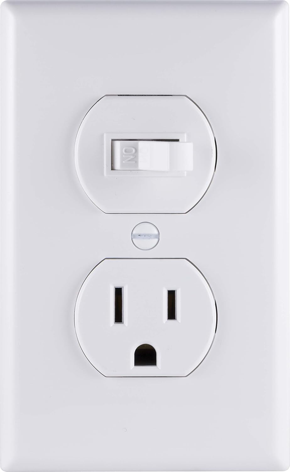 GE Wall Switch & Outlet Combo, Two-in-One Receptacle, 1 On/Off Toggle Power Switch, 1 Grounded AC Outlet Wall Plug, Single Pole, 3 Prong, 15 Amp, UL Listed, White, 59797 - Wall Light Switches - 