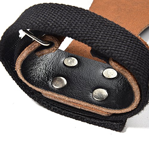 DⅡZONE FITNESS 2 holes Genuine Leather Anti-slip Strong Grip Gymnastics Hand Grips Fingers Palm Strap Sports Gloves with Wrist Support for Kettlebells,Crossfit,Weight lifting,Barbells,Chin Ups,Bar Mus - Thumbnail 2