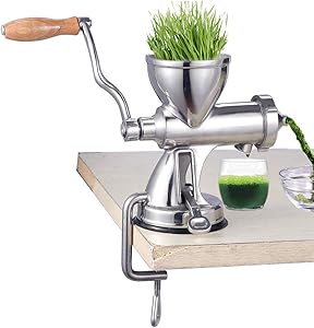Juicer,Portable Juicer, Heavy Wheatgrass Duty Stainless Steel Leafy Green Juicer DIY Extractor Tool Easy to Operate Commercial and Household, Silver