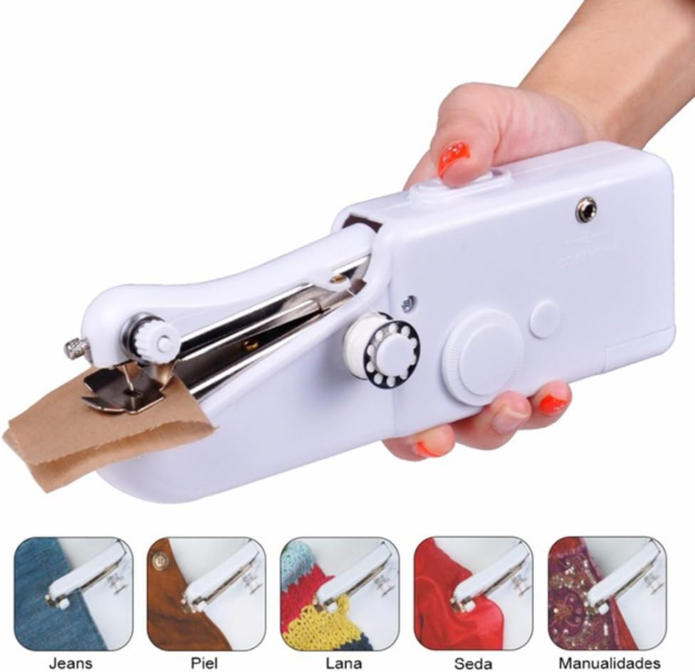 Mini Sewing Machine Portable Hand Sewing Machine Clothes Fabric Quick Sew White