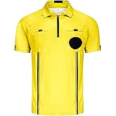 CUTIEHON Soccer Referee Jersey, Short Sleeve Official Pro Referee Shirt, Featuring a Badge Holder & Pockets