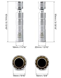 QWORK 14mm&16mm Magnetic Swivel Spark Plug
