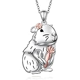 Alphm 925 Sterling Silver Chicken Capybara Raccoon Highland Cow Axolotl Necklace Cute Animal Necklace Jewelry for Women