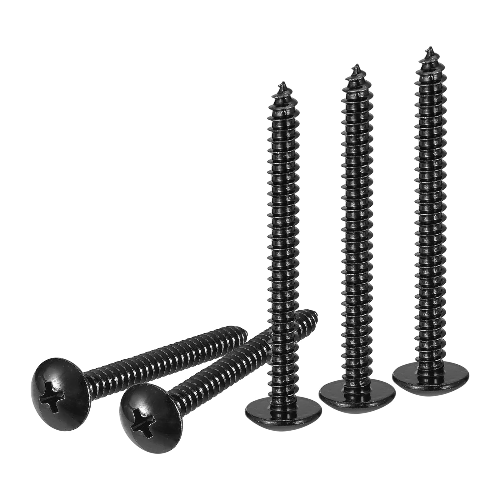 DTGN #10x2 Sheet Metal Screws - 50 Pack - for Wood, Furniture - 304 Stainless Steel Phillips Truss Head Self Tapping Tip Wood Screws - Black