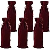 Homakover Luxury Velvet Wine Bag Wine Gift Bags, 6 Pcs Wine Bottle Bags with Double Drawstring Closure, 14.5"x 5.9" Reusable Bottle Bag For Christmas Wedding Birthday Party Holiday Housewarming