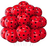 SULALABOO 60PCS Red Black Polka Dot Balloons 12 Inch Latex Helium Round Party Balloons Kit for Ladybird Themed Birthday Party Decorations