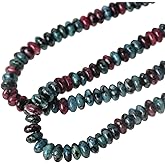 Tashidelek 2x4MM Natural Stone Beads Rondelle Spacer Wheel Disk Loose for Beading Jewelry Making(Red Green Stone)