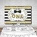 MEHOFOTO Mr Onederful Photo Studio Booth Background Gold Glitter Black and White Stripes Tie Boy Happy 1st Birthday Party Decoration Banner Backdrops for Photography 7x5ft
